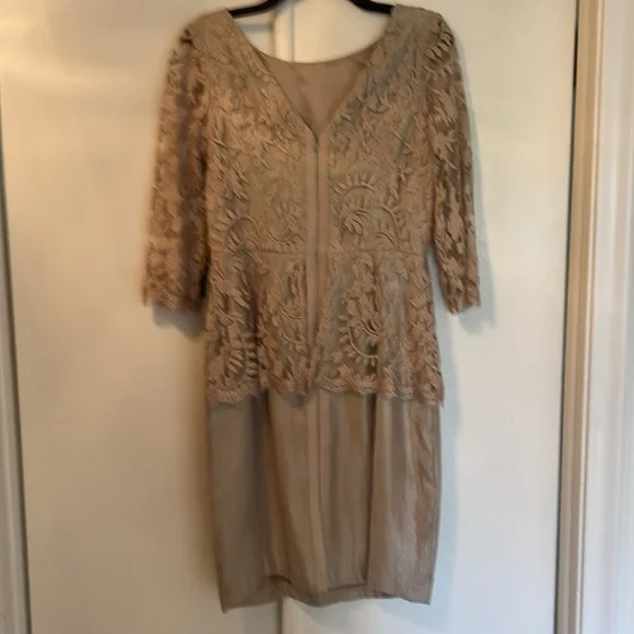NWT Champagne Color Cocktail Dress by Adrianna Papell Size 8 - Picture 5 of 8